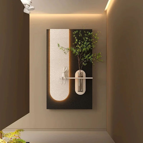 Handcrafted LED Wall Decor Panel – Wooden Design with Decorative Vase | Made in Morocco (80 × 40 cm)