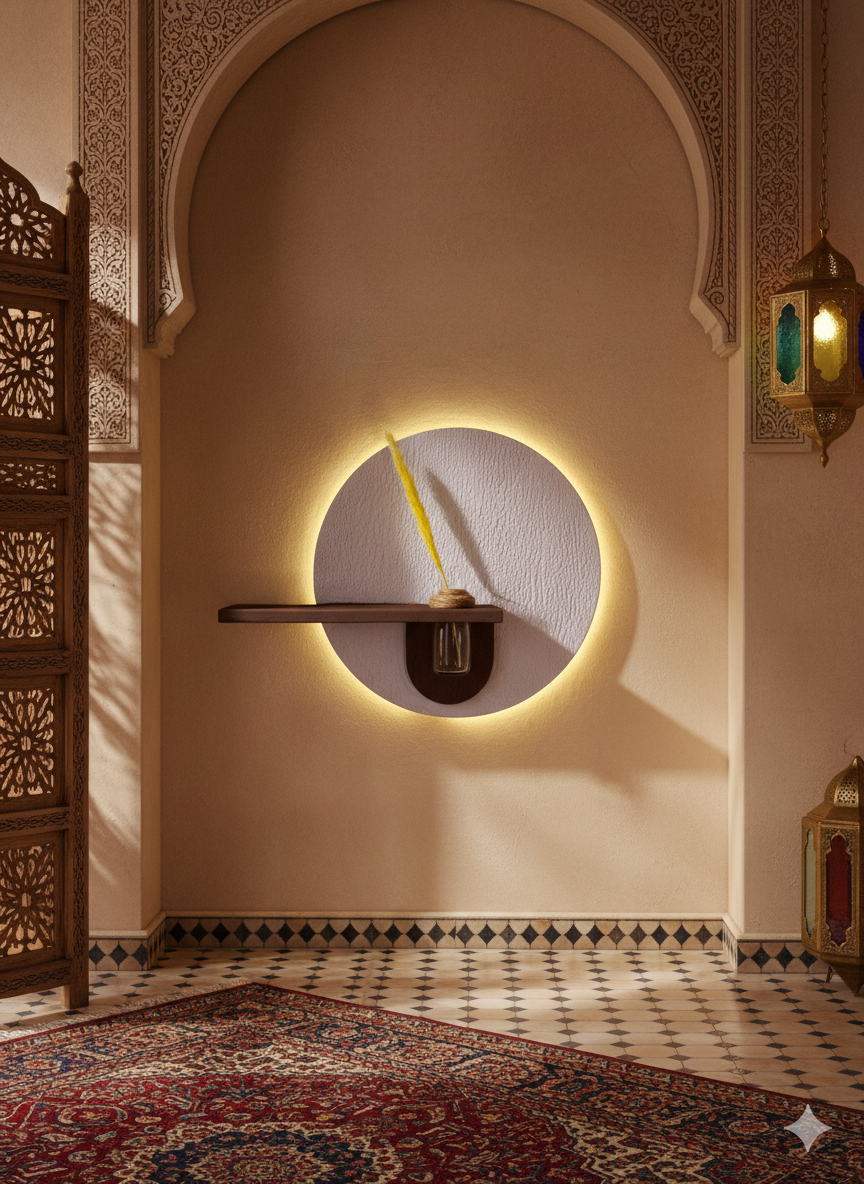 Handmade LED Wall Shelf Decor – Moroccan Artisan Design (50 × 50 cm)